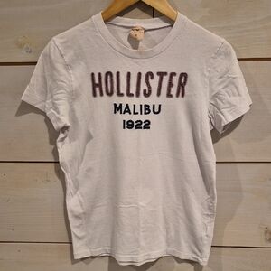 Hollister White Tee with Burgundy and Navy Logo SIZE S, Good Condition